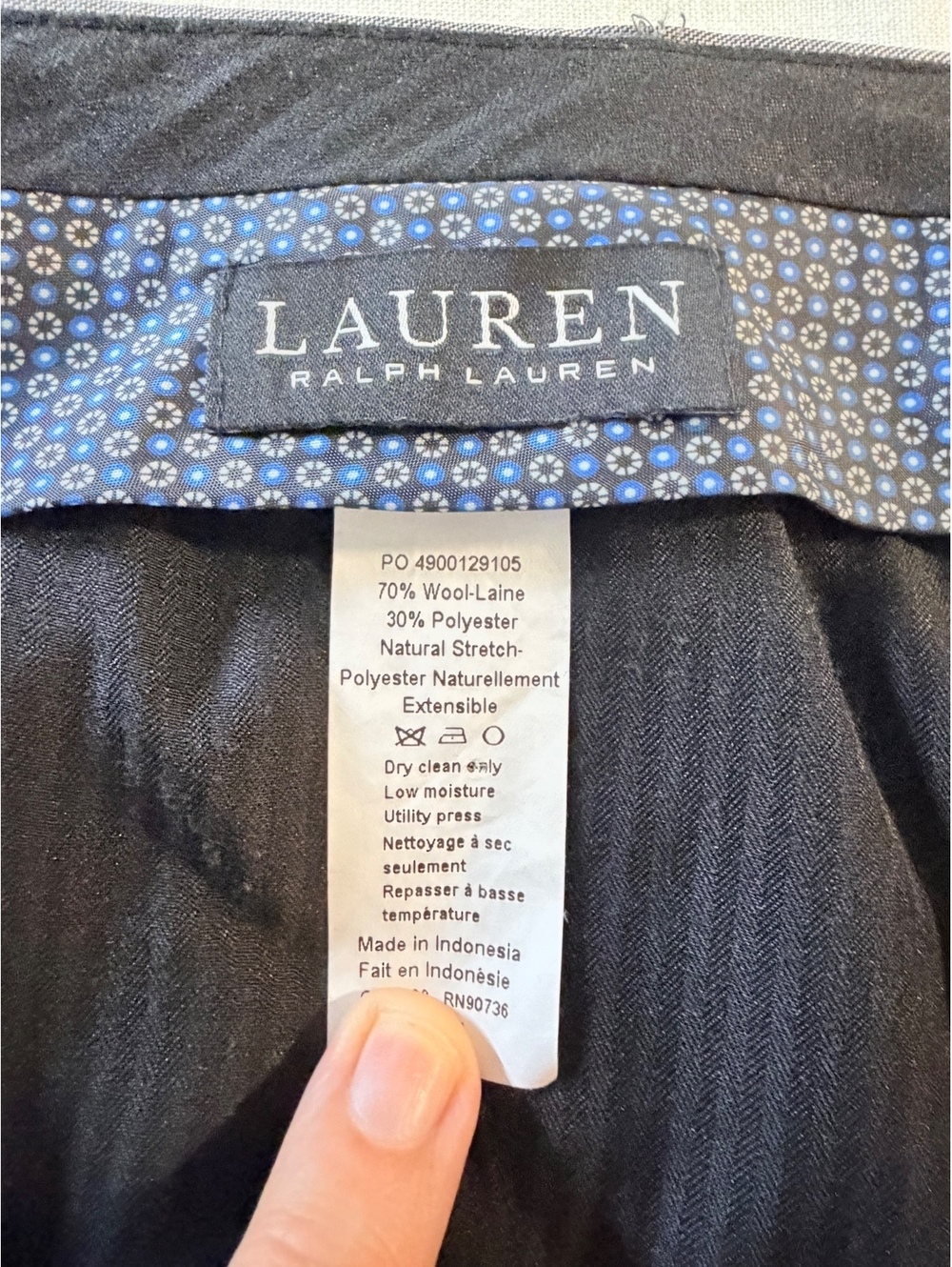 Lauren Ralph Lauren Men's Gray Wool Blend Dress Pants Size 40 - Picture 7 of 12